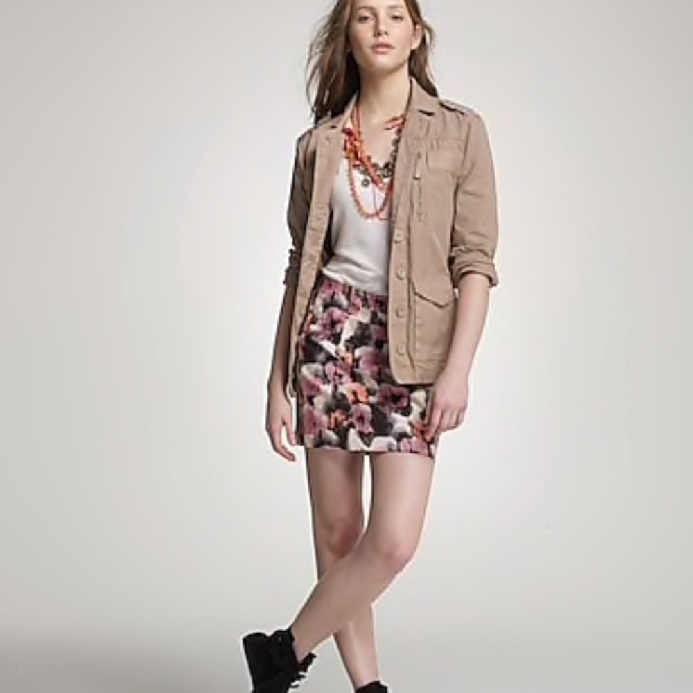 J Crew white & Pink watercolor potpourri Miniskirt
